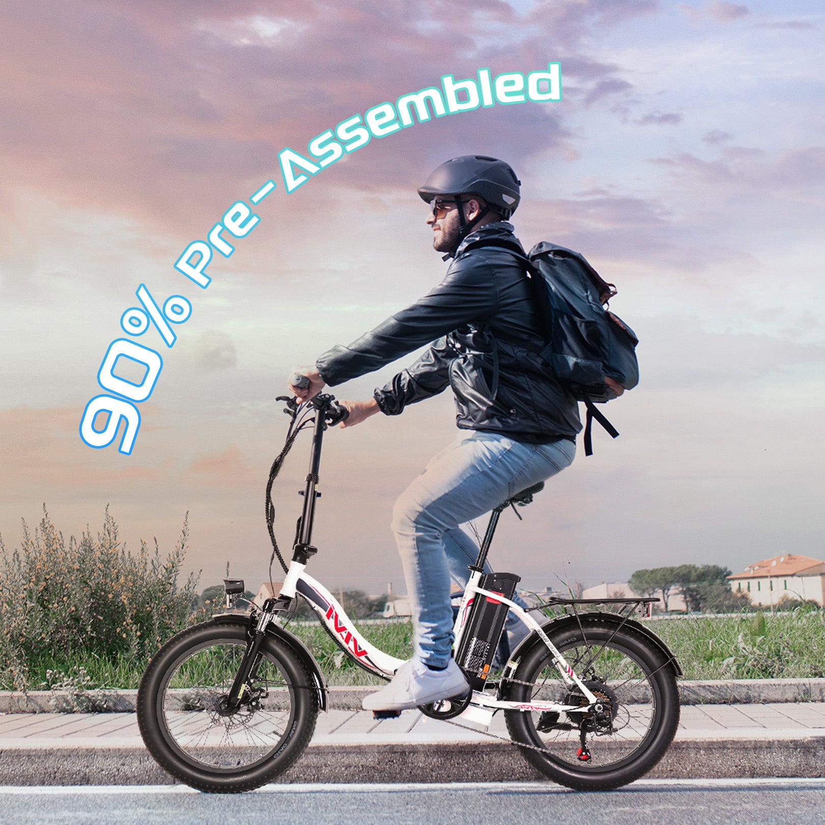 VIVI Electric Bike Commuter 3.0" Fat Tire Folding Electric Bike