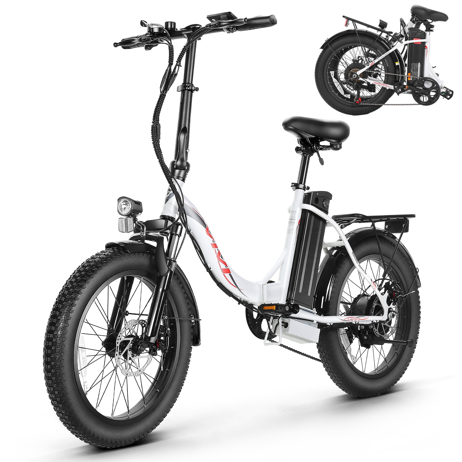 VIVI Electric Bike Commuter 3.0" Fat Tire Folding Electric Bike